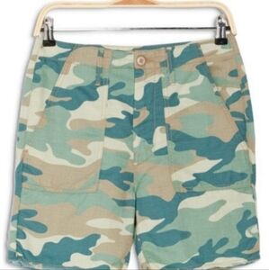 MOTHER - The shaker crop shorts blue green camo size 0